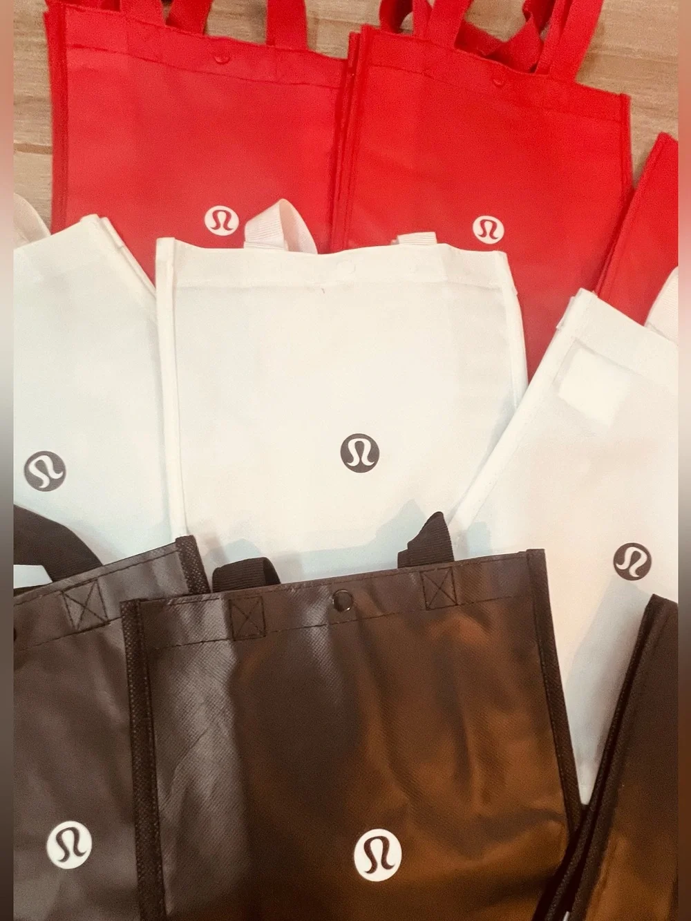 Lululemon Reusable Small Tote Bag Bundle | Set of 9 | Red White Black